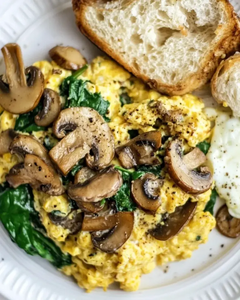 Homemade Mushroom-Spinach Scrambled Eggs photo