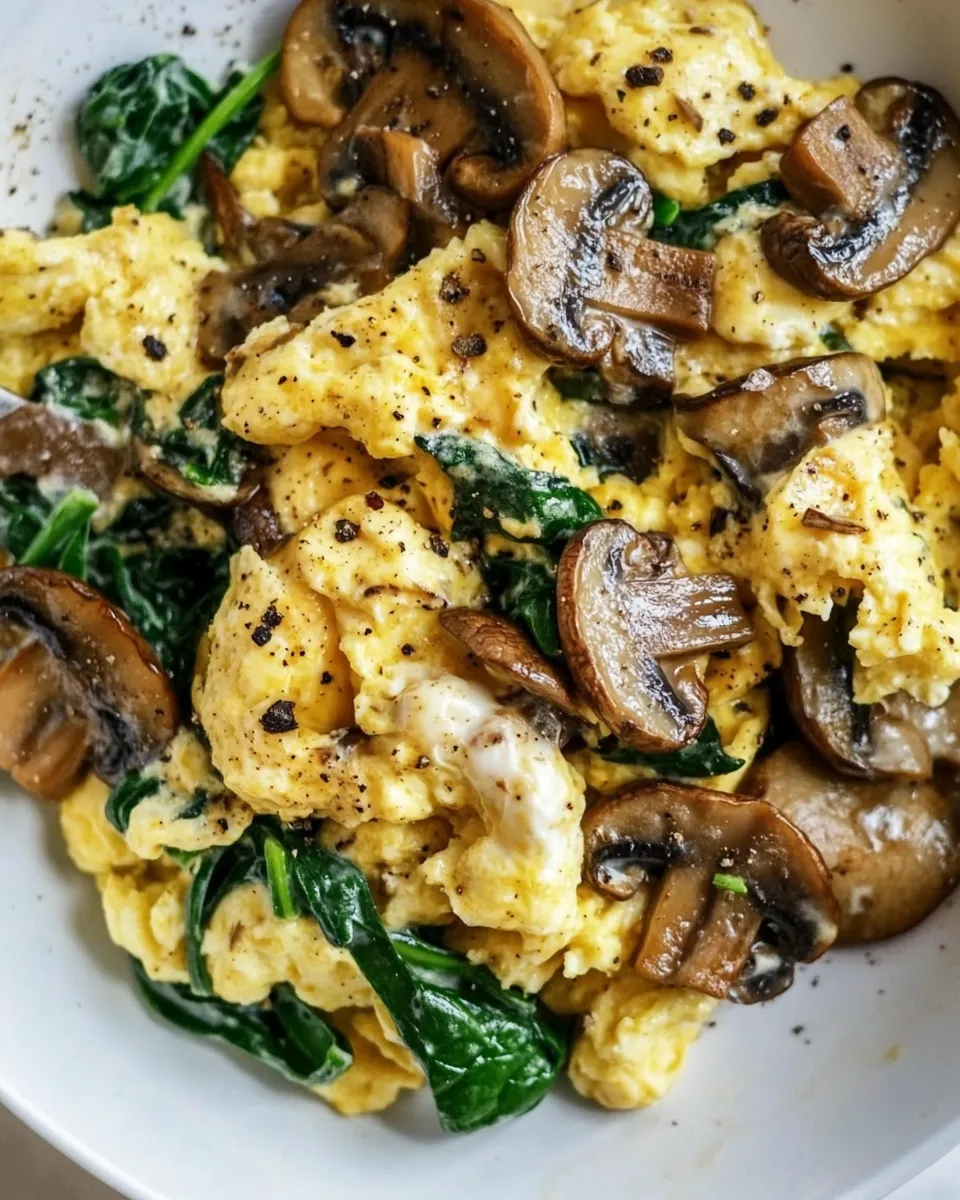 Classic Mushroom-Spinach Scrambled Eggs image