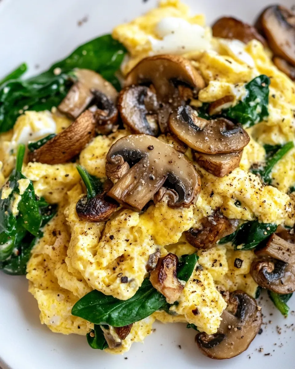 Easy Mushroom-Spinach Scrambled Eggs recipe photo