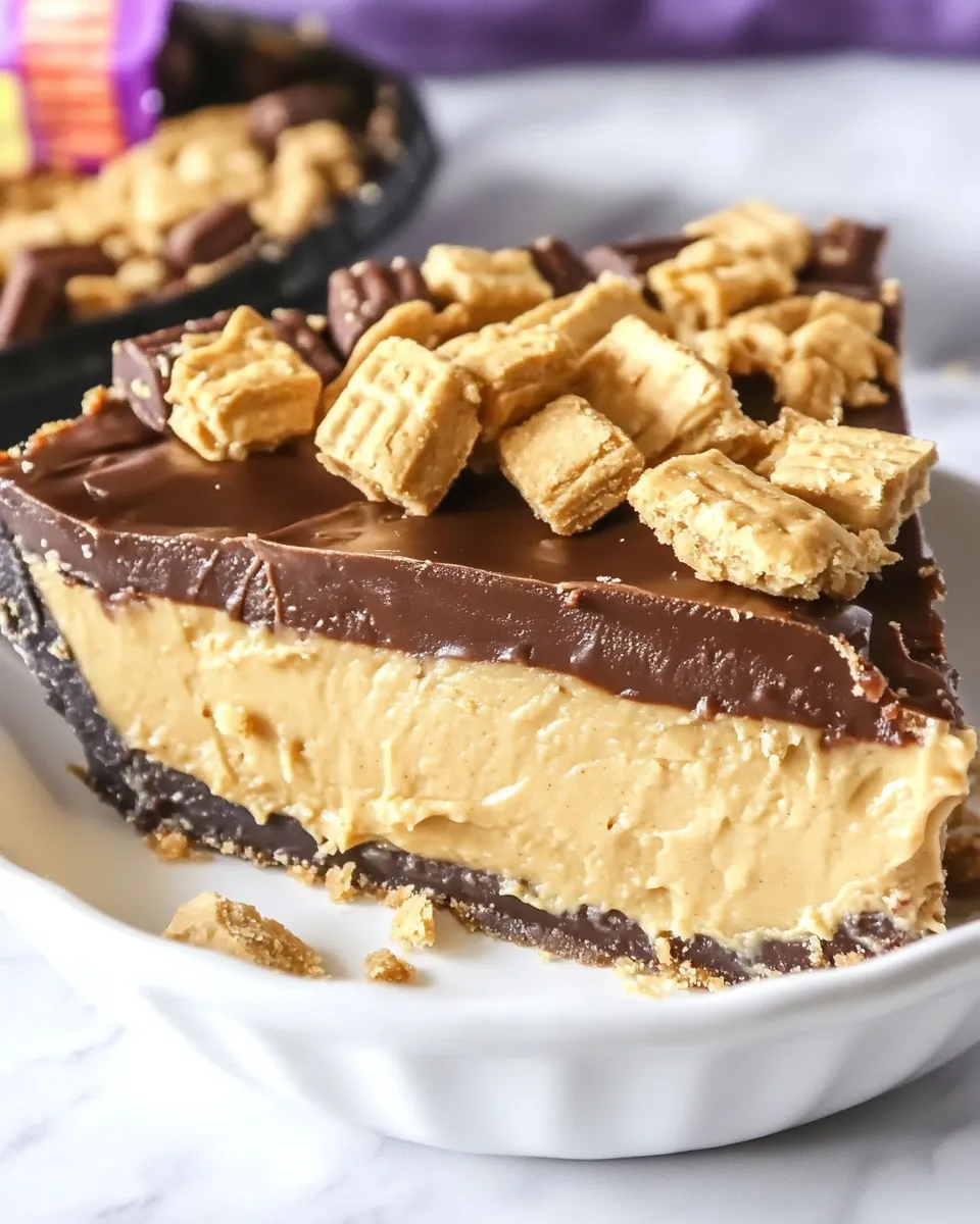 Quick No-Bake Peanut Butter Twix Pie recipe photo