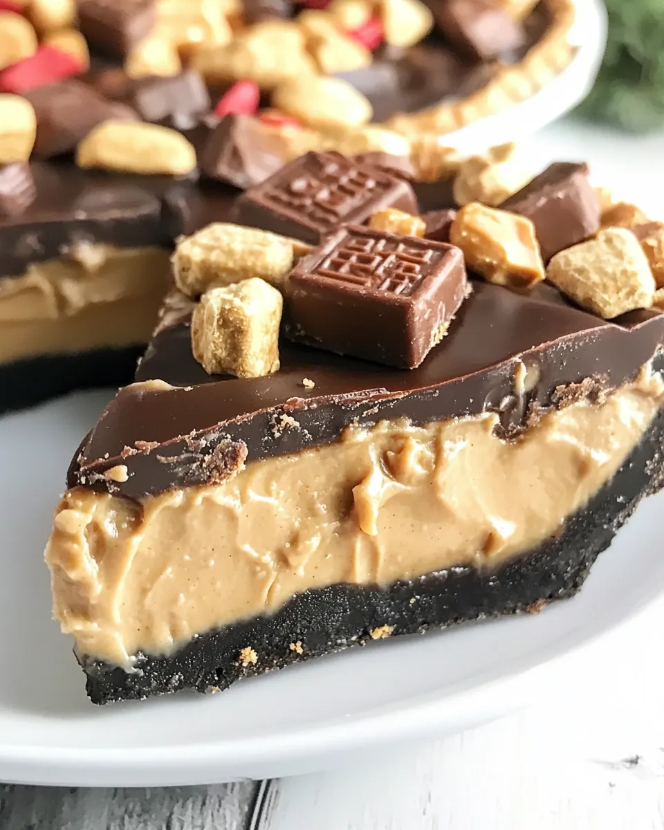 Homemade No-Bake Peanut Butter Twix Pie shot