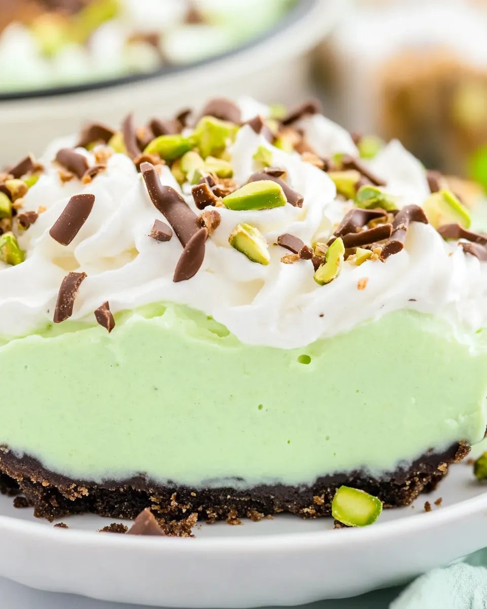 Tasty No-Bake Pistachio Pudding Pie shot