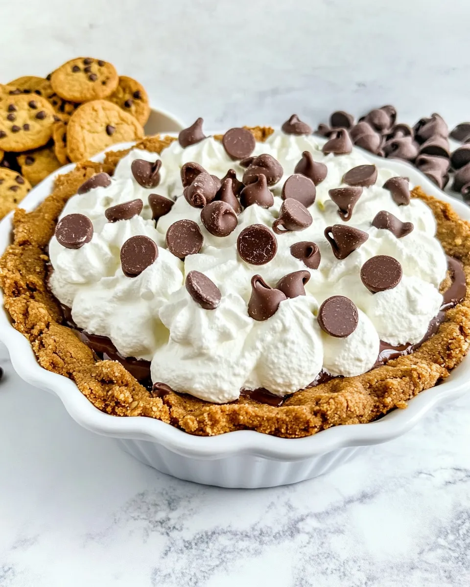 Delicious No Bake Chocolate Chip Cookie Pudding Pie recipe photo