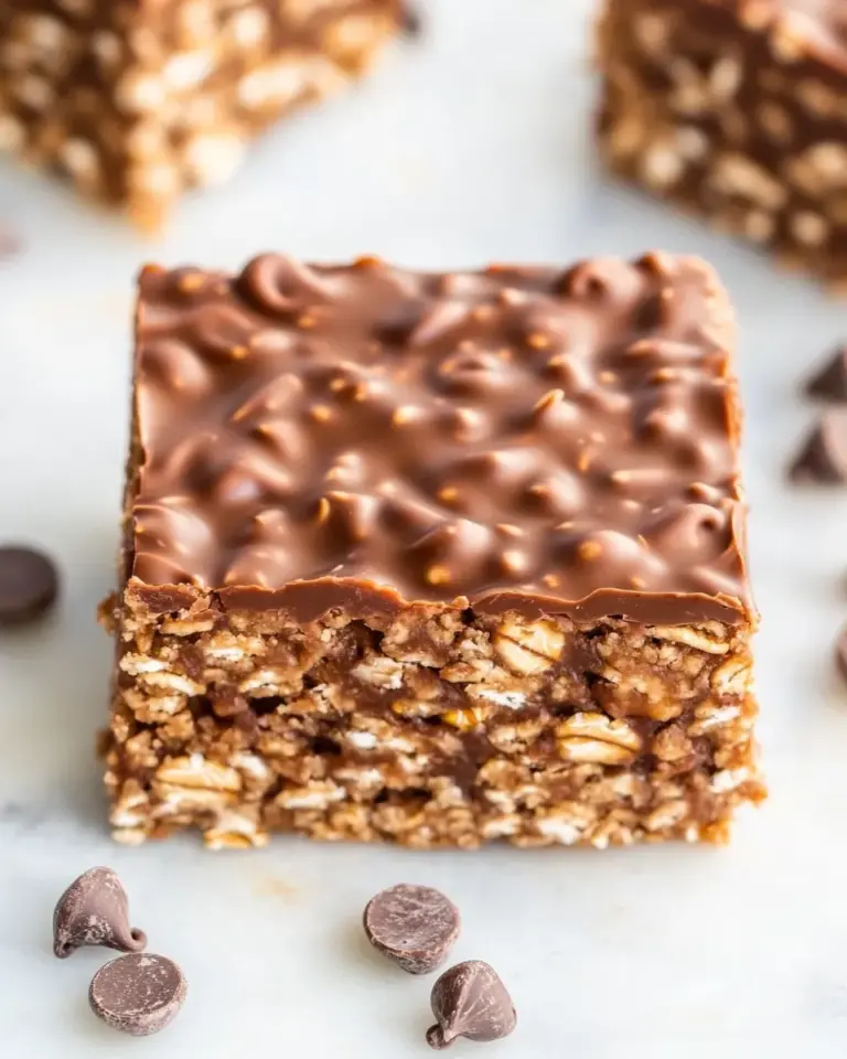 Easy No Bake Peanut Butter Chocolate Oatmeal Bars photo
