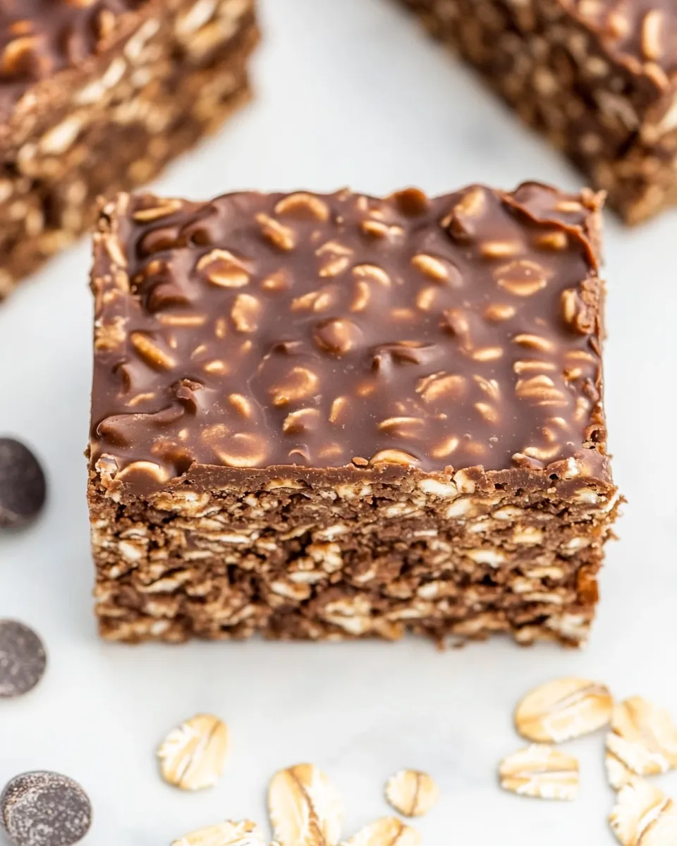 Delicious No Bake Peanut Butter Chocolate Oatmeal Bars image