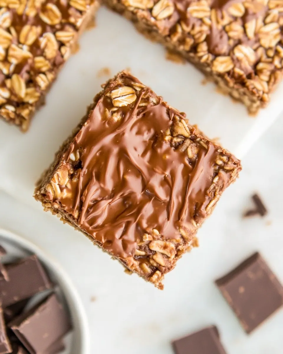 Quick No Bake Peanut Butter Chocolate Oatmeal Bars dish photo