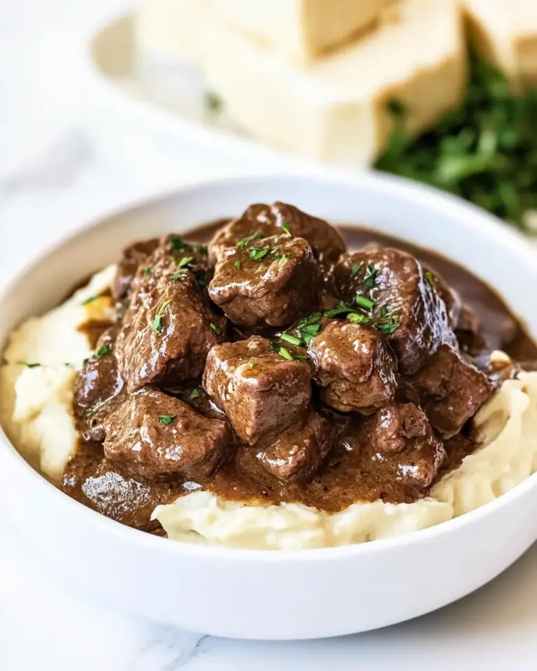 Homemade No Peek Beef Tips food shot