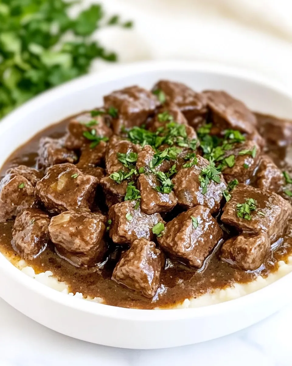 Easy No Peek Beef Tips dish photo