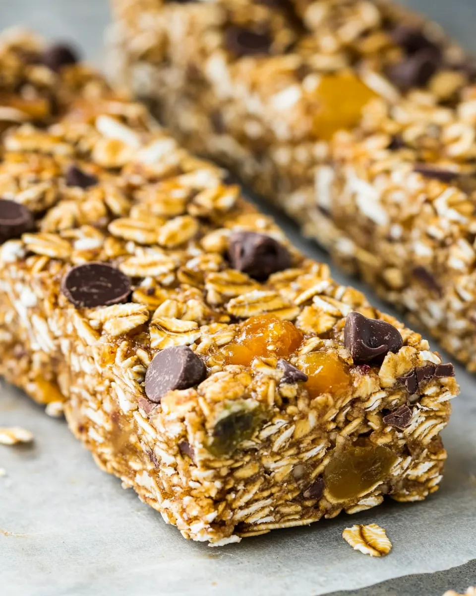 Homemade Oat & Fruit Chocolate Chip Granola Bars recipe photo