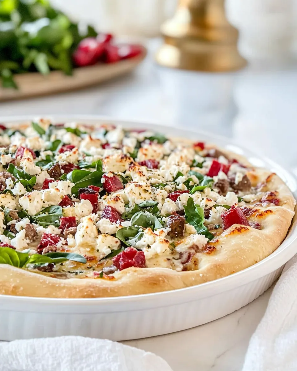 Delicious One-Dish Greek Pizza shot