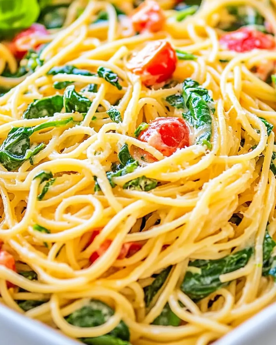 Quick One-Pot Pasta with Spinach shot