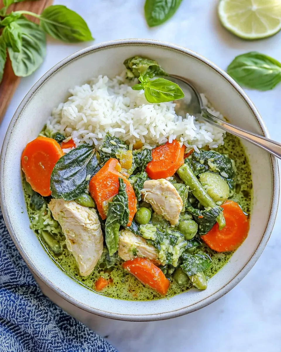 Easy One-Skillet Chicken Green Curry with Rice food shot