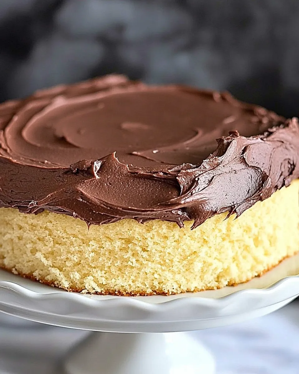 Classic One Layer Yellow Cake with Chocolate Frosting image