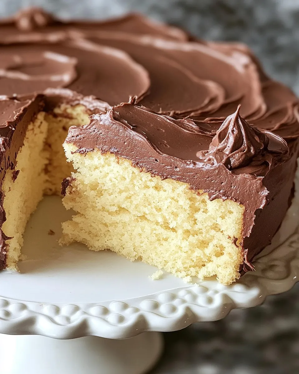 Easy One Layer Yellow Cake with Chocolate Frosting recipe photo
