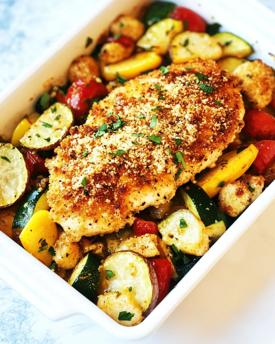 Easy One Pan Crispy Parmesan Garlic Chicken with Vegetables photo
