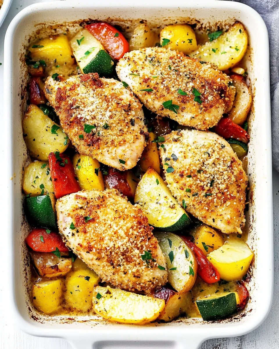 Best One Pan Crispy Parmesan Garlic Chicken with Vegetables recipe photo