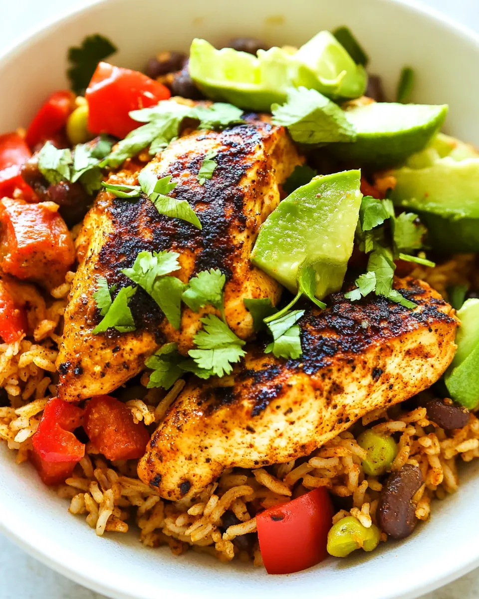Healthy One Pan Southwest Blackened Cajun Chicken with Rice dish photo