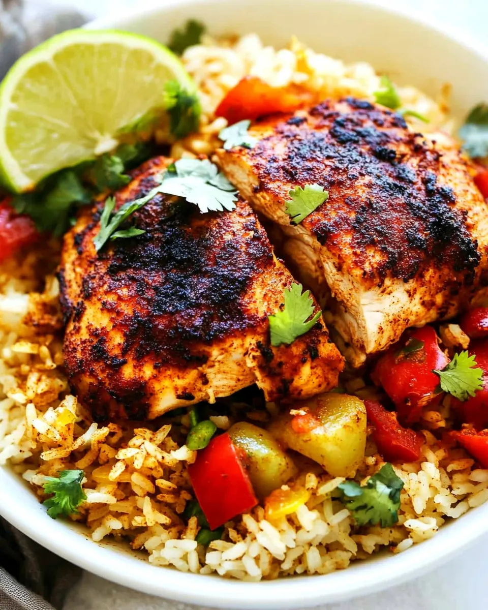 Quick One Pan Southwest Blackened Cajun Chicken with Rice shot