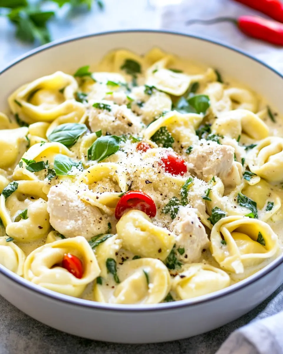Tasty One Pot Creamy Parmesan Chicken Tortellini shot