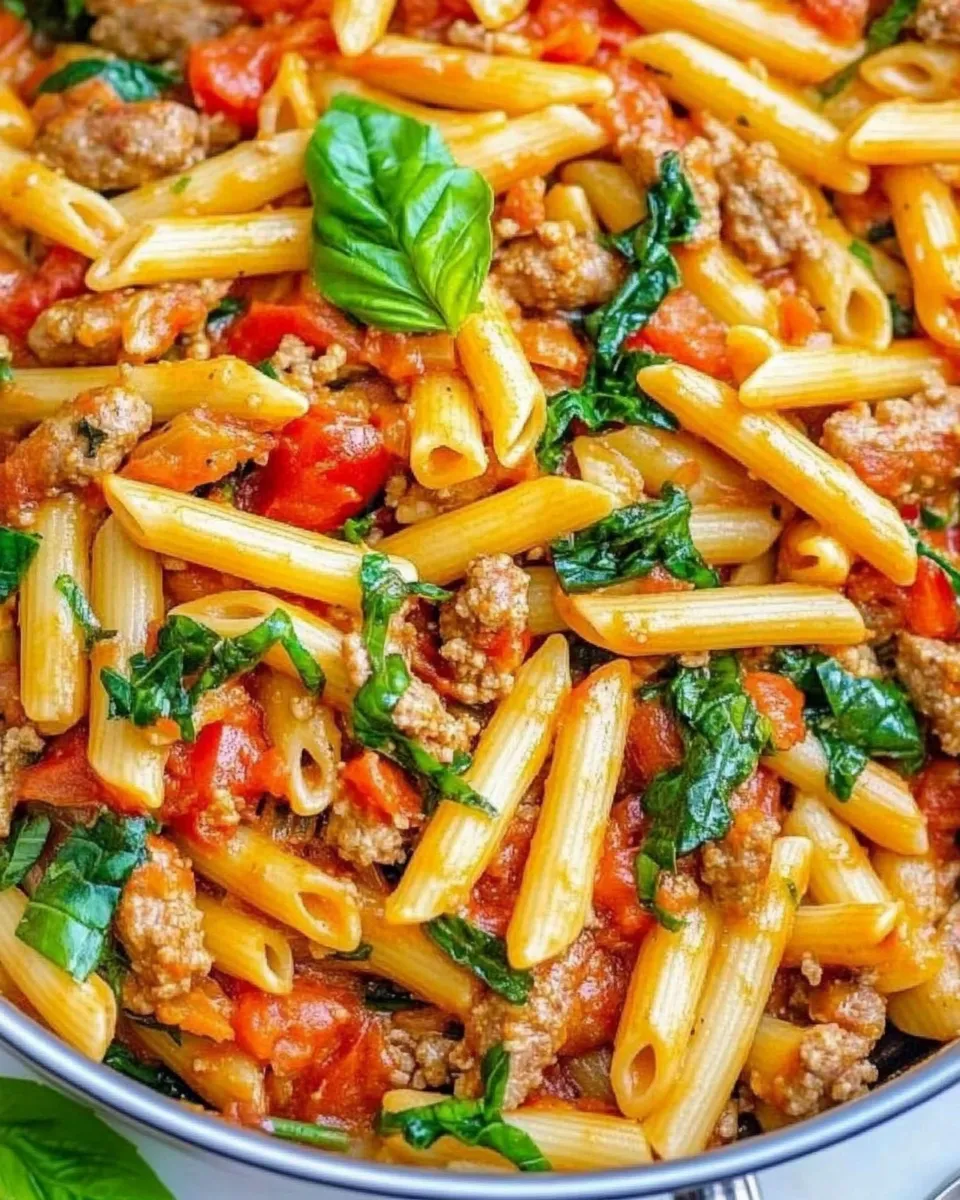 Delicious One Pot Italian Sausage and Tomato Basil Pasta image