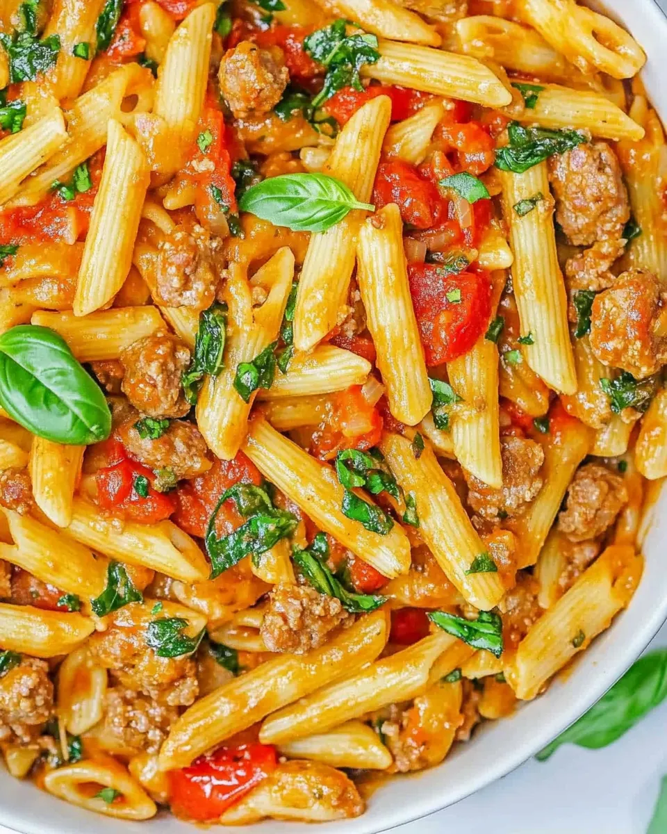 Quick One Pot Italian Sausage and Tomato Basil Pasta shot