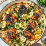 Easy One Skillet Greek Lemon Chicken and Rice. shot