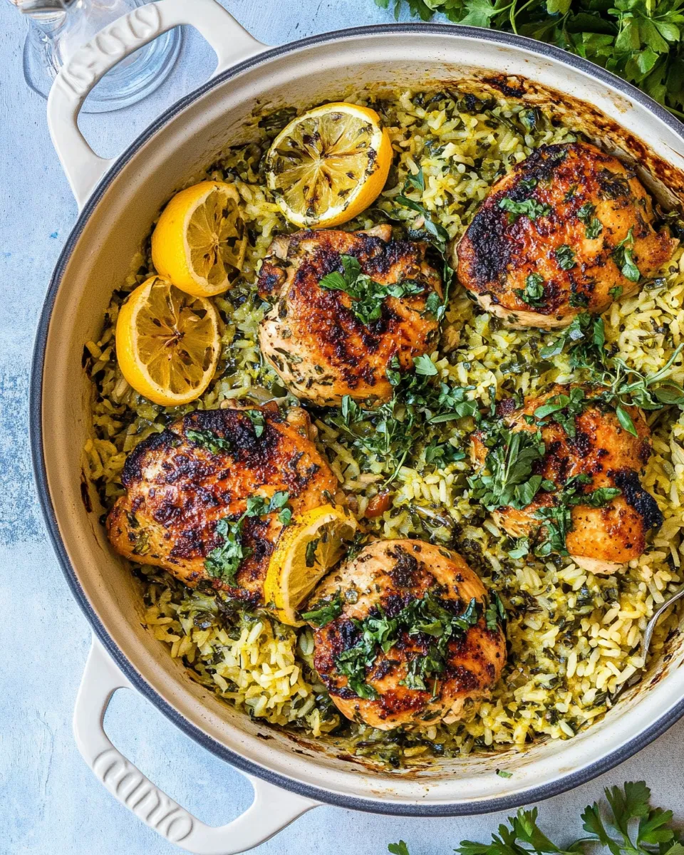 Amazing One Skillet Greek Lemon Chicken and Rice. picture
