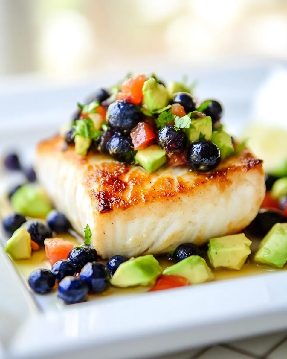 Delicious Orange Ginger Baked Halibut with Blueberry Avocado Salsa image