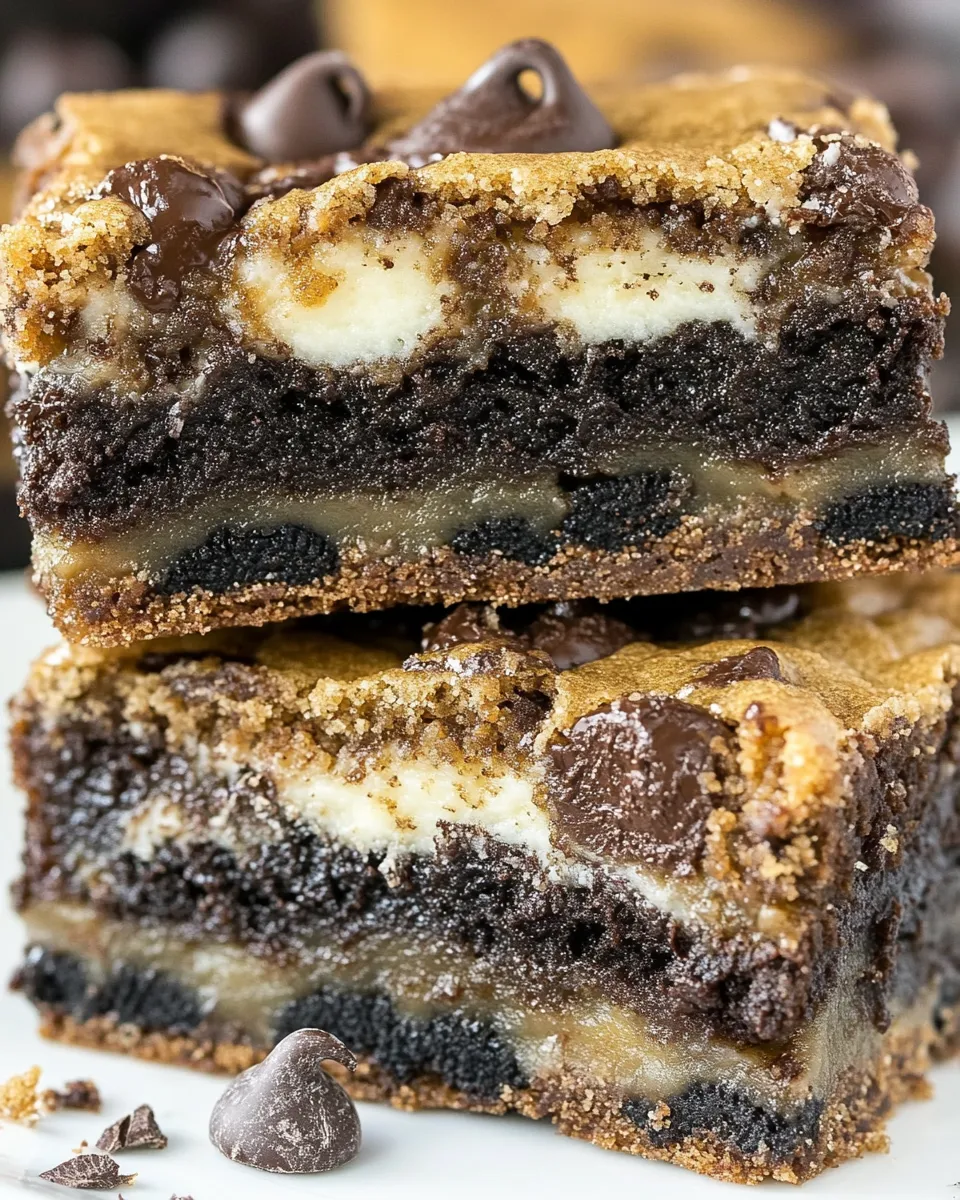 Easy Oreo Stuffed Chocolate Chip Cookie Gooey Bars recipe photo