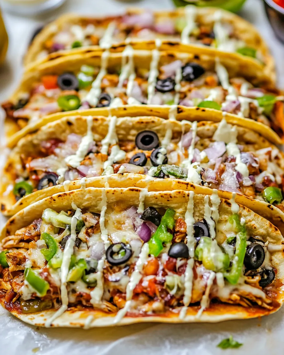 Delicious Oven Baked Barbecue Chicken Pizza Tacos image