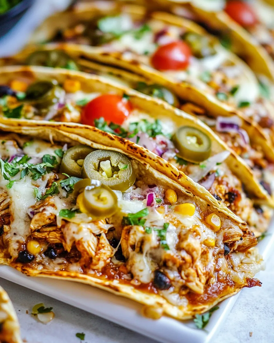 Homemade Oven Baked Barbecue Chicken Pizza Tacos recipe photo