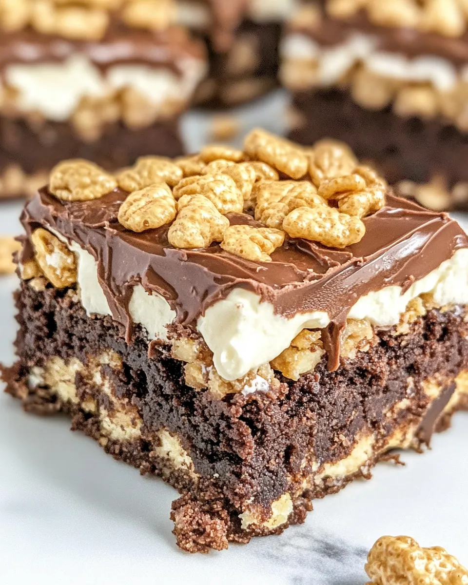 Homemade Peanut Butter Krispie Brownies photo
