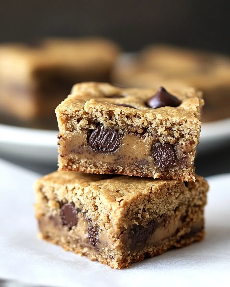 Delicious Peanut Butter Stuffed Chocolate Chip Cookie Bars image