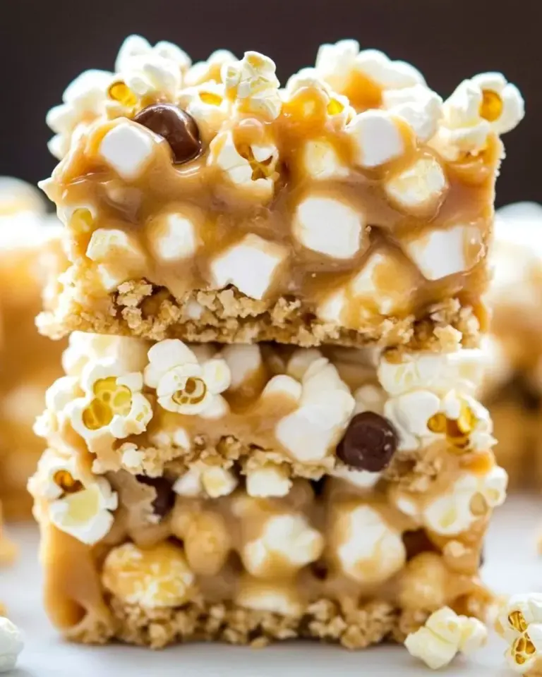 Homemade Peanut Butter & Marshmallow Popcorn Bars photo