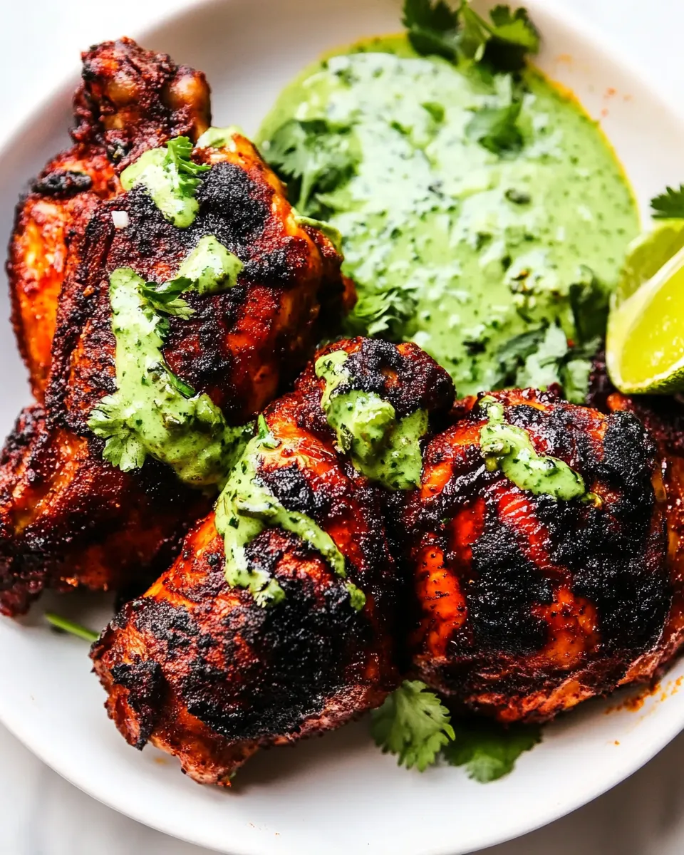 Delicious Peruvian Chicken with Green Sauce shot