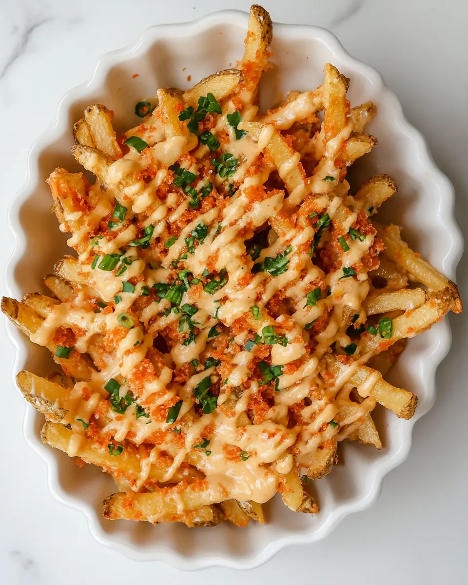 Ultimate Pimento Cheese Fries. food shot