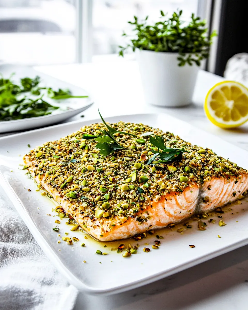 Homemade Pistachio Crusted Baked Salmon photo