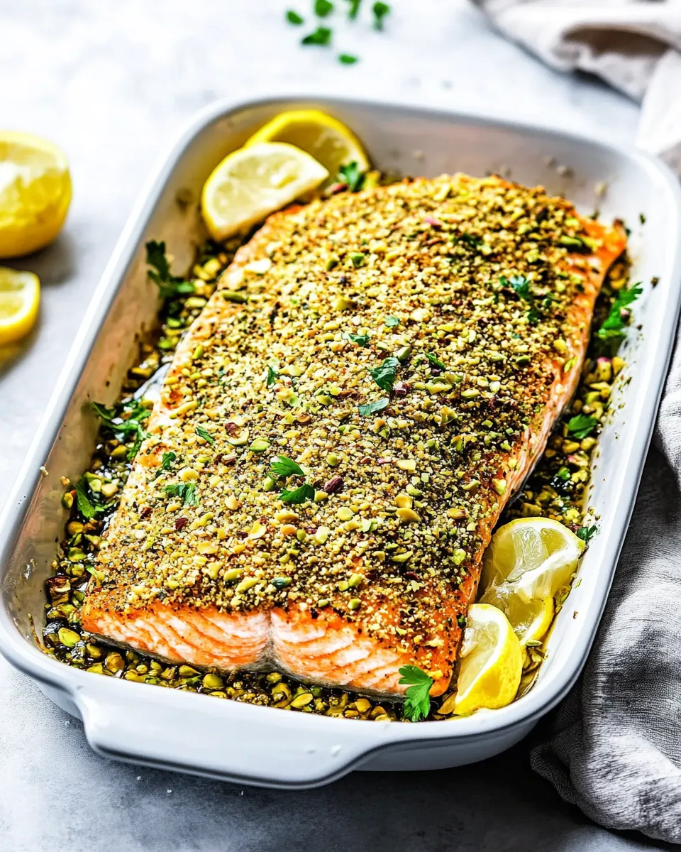 Delicious Pistachio Crusted Baked Salmon dish photo