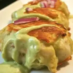 Homemade Plantain Wrapped Crab Cakes with Avocado Aioli recipe photo