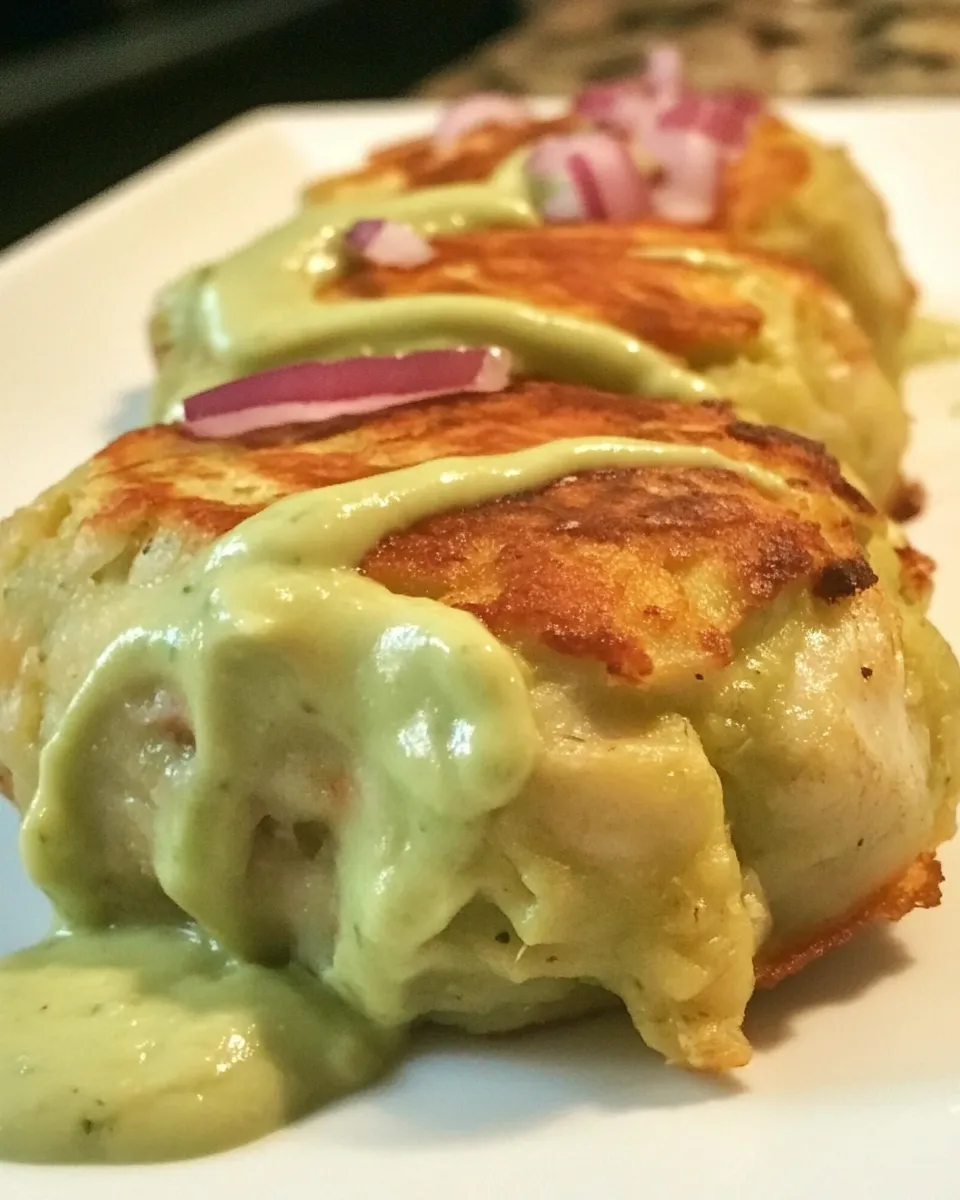 Homemade Plantain Wrapped Crab Cakes with Avocado Aioli recipe photo