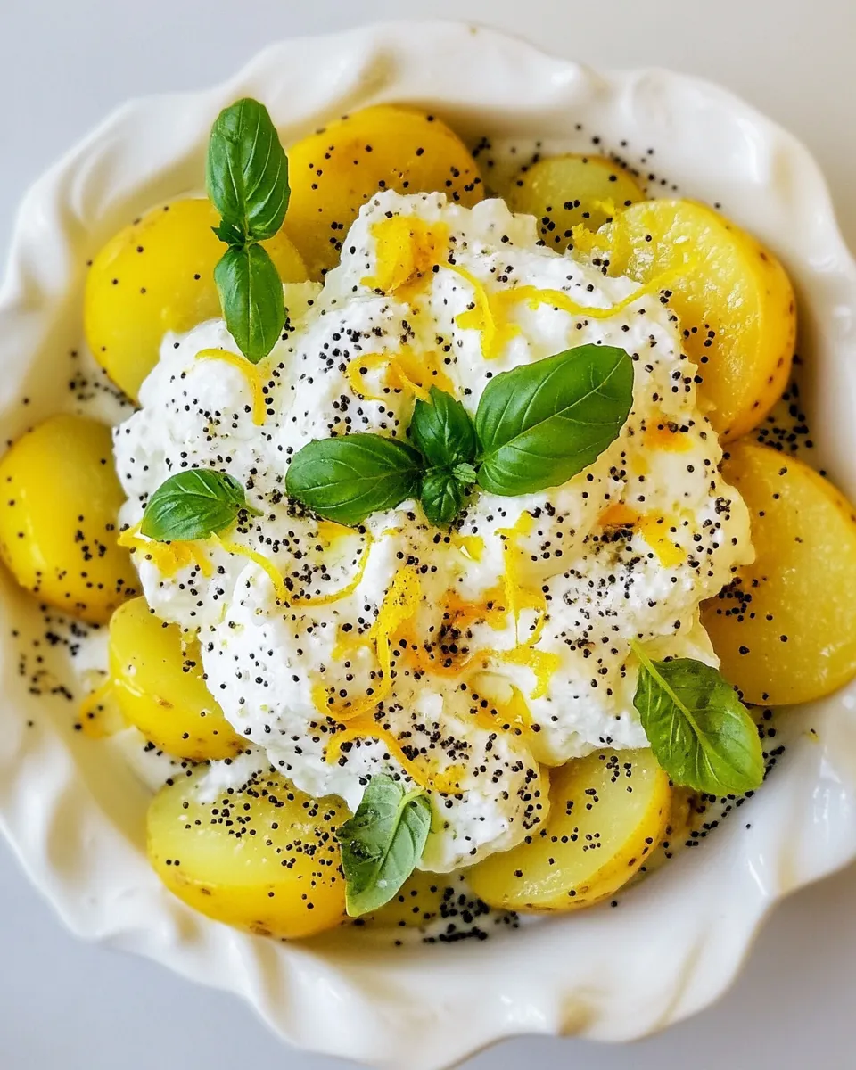 Delicious Potatoes with Lemon Poppy Ricotta shot