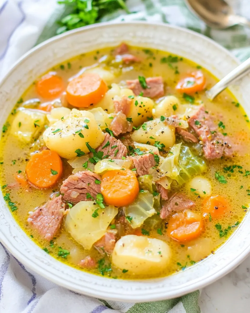 Classic Pressure Cooker Corned Beef Cabbage Irish Stew dish photo