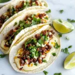 Homemade Queso Fundido Tacos. recipe photo