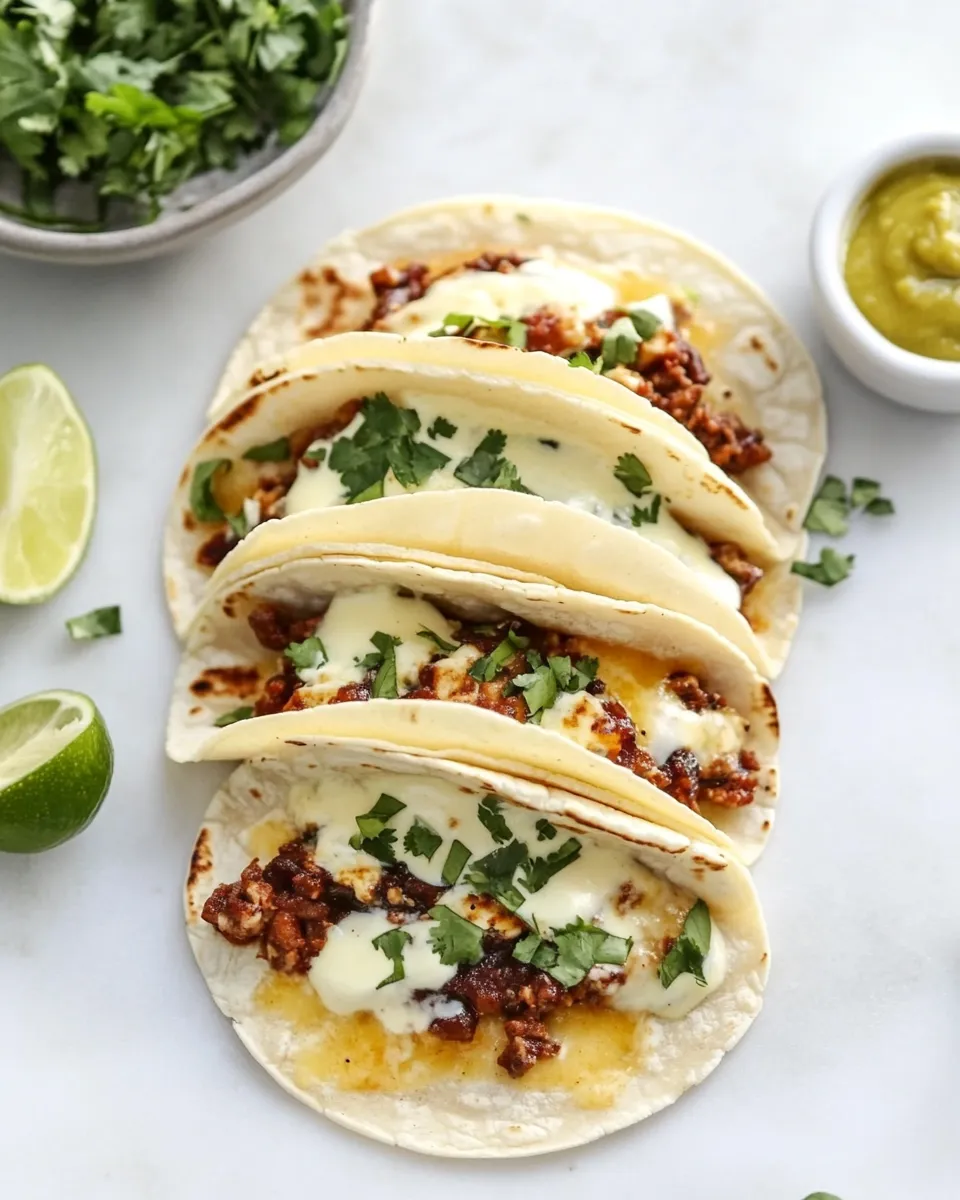 Classic Queso Fundido Tacos. dish photo