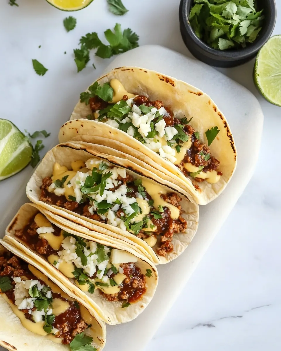 Easy Queso Fundido Tacos. food shot