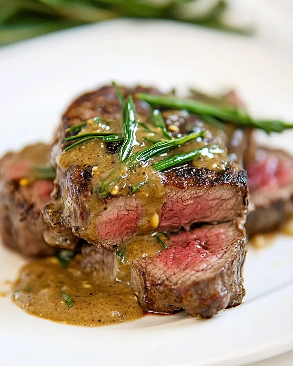 Delicious Quick and Easy Broiled Steak With Mustard Sauce shot