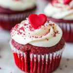Homemade Red Velvet Cupcakes with Vanilla Cream Cheese Frosting photo