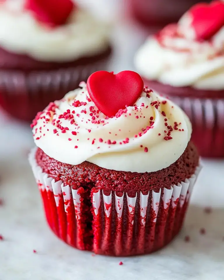 Homemade Red Velvet Cupcakes with Vanilla Cream Cheese Frosting photo