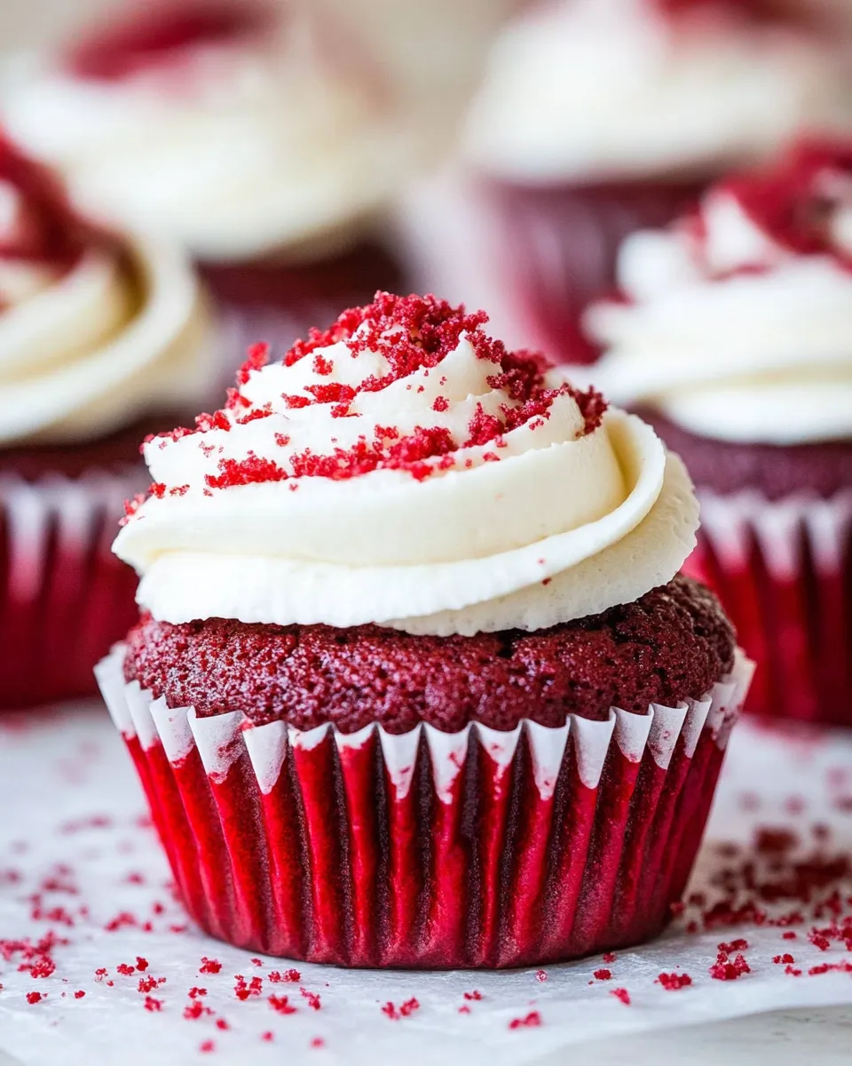 Delicious Red Velvet Cupcakes with Vanilla Cream Cheese Frosting image