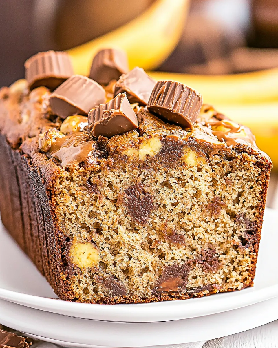 Homemade Reeses Peanut Butter Cup Banana Bread recipe photo